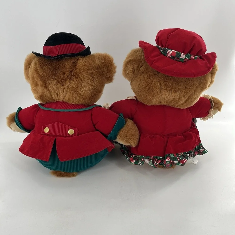 2 Kmart Christmas Teddy Bear Lane‎ Plush Stuffed Animal Girl Boy Vintage 1994